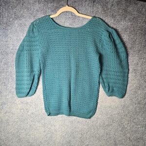 Vintage Teal Women's Sweater Cotton M